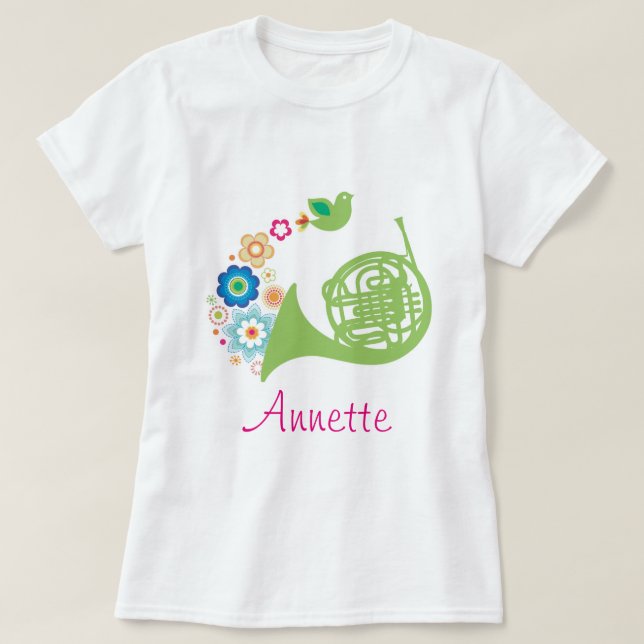 Camiseta Presente personalizado trompa francesa da música (Frente do Design)