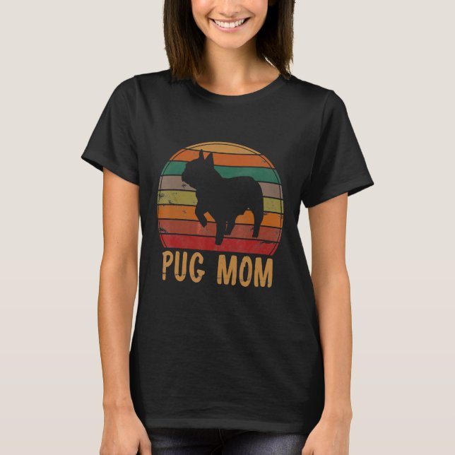 Camiseta Presente Retro da Mamãe Pug Dona de Puggle Mãe Pet (Frente)