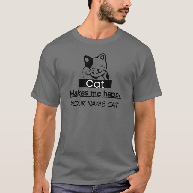 Camiseta presente seu gato, gato me faz feliz (Frente)