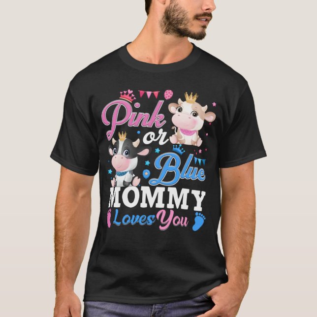 Camiseta Presente Vaca Bebê Revelação de Gênero Rosa ou Azu (Frente)