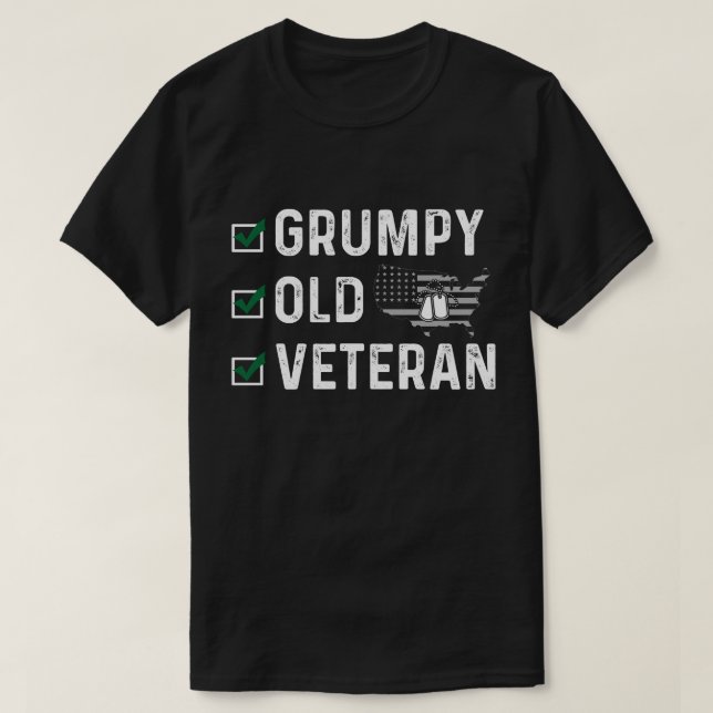 Camiseta Presente Veterano, Velho Veterano Grumpy (Frente do Design)