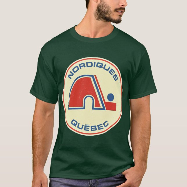 Camiseta Presente vintage angustiado Quebec Nordiques (Frente)