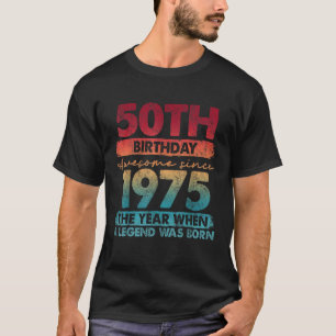 Camiseta Presentes 50 Anos de Idade Vintage 1975 Edição Lim