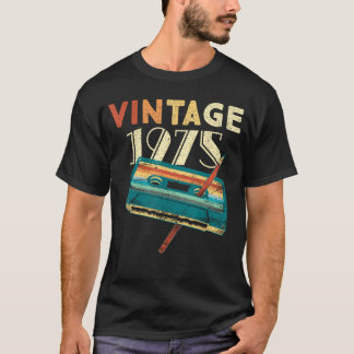 Camiseta Presentes 50 Anos de Idade Vintage 1975 Música Cas