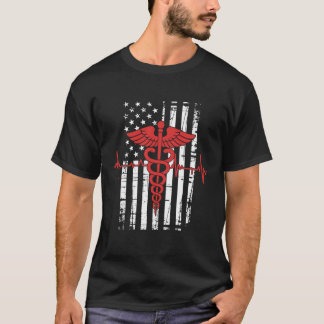 Camiseta Presentes Bandeira EUA EMT Enfermeira Médico Prime