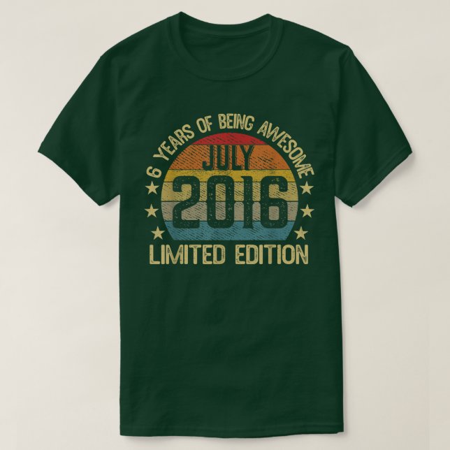 Camiseta Presentes com 6 anos Julho de 2016 Edição Limitada (Frente do Design)