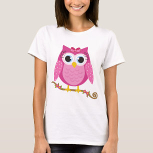 Camiseta Presentes cor-de-rosa do design da coruja