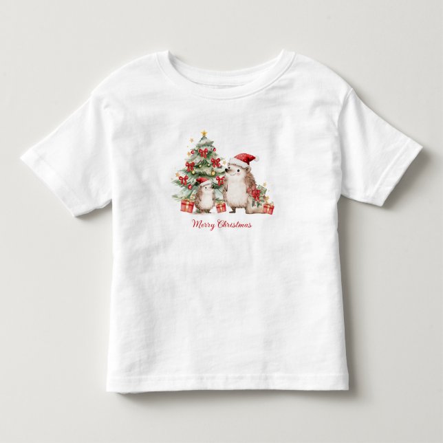 Camiseta Presentes da Árvore de Natal doouriço-cacheiro par (Frente)