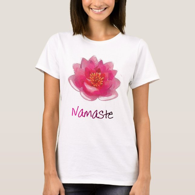 Camiseta Presentes da ioga de "Namaste" da flor de Lotus (Frente)