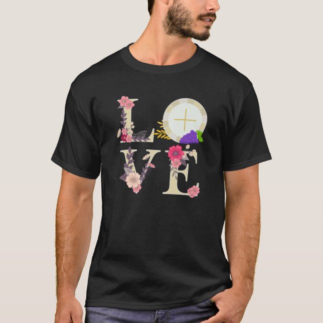 Camiseta Presentes da Primeira Comunhão Católica Hóstia Euc (Frente)