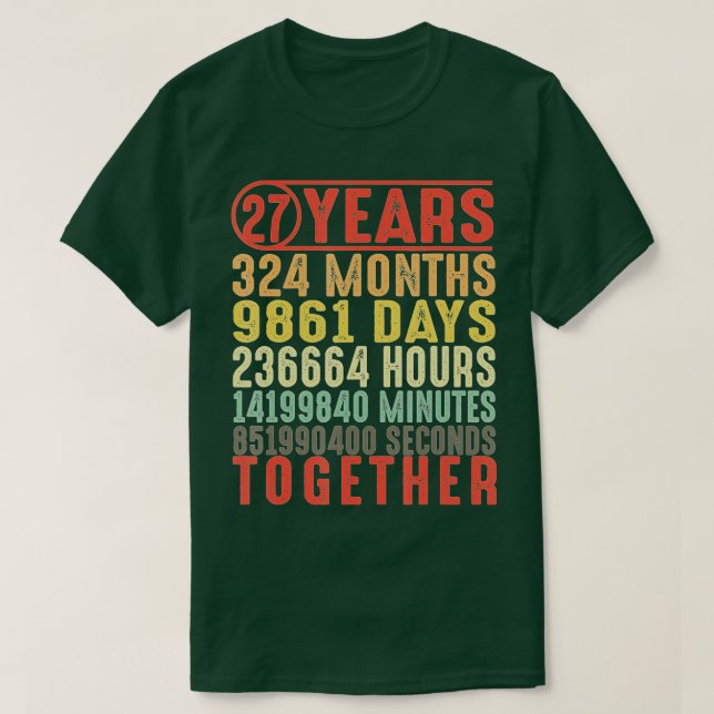 Camiseta Presentes de 27 anos de casamento para seu golpe (Frente do Design)