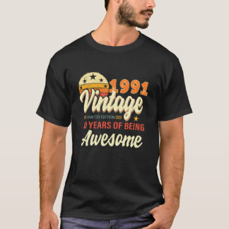 Camiseta Presentes De 30 Anos Vintage 1991 Edição Limitada