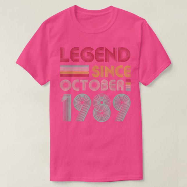 Camiseta Presentes de 33 Anos Lenda Desde Outubro de 1989 3 (Frente do Design)