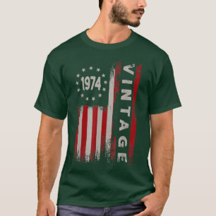 Camiseta Presentes de 48 anos Vintage 1974 Bandeira America