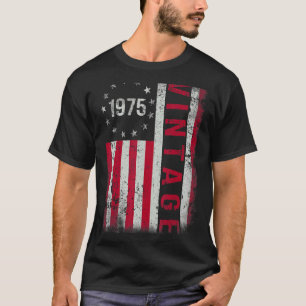 Camiseta Presentes de 48 anos Vintage 1975 Bandeira America