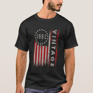 Camiseta Presentes De 61 Anos Vintage 1962 Bandeira America