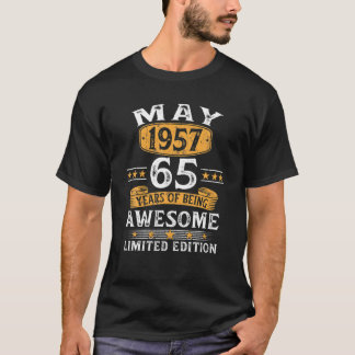 Camiseta Presentes De 65 Anos Maio 1957 Edição Limitada De 