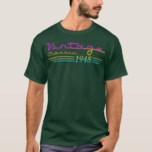 Camiseta Presentes de 74 anos Vintage 1948 Homens Mulheres