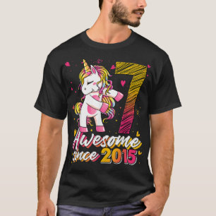 Camiseta Presentes De 7 Anos Unicorn Flossing 7 Birthday Gi