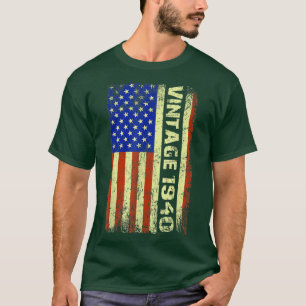 Camiseta Presentes de 82 anos Vintage 1940 Bandeira America