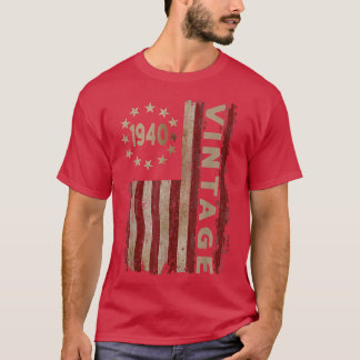 Camiseta Presentes de 82 anos Vintage 1940 Bandeira America