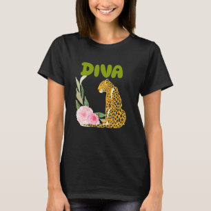 Camiseta Presentes de Animais Gatos Leopardos Panteras DIVA