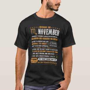 Camiseta Presentes De Aniversário De Novembro - Nascer No 
