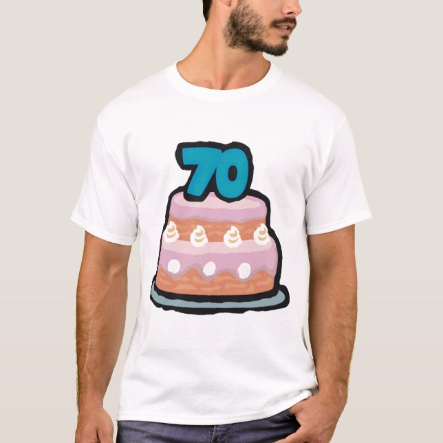 Camiseta Presentes de aniversário do 70 do bolo de (Frente)