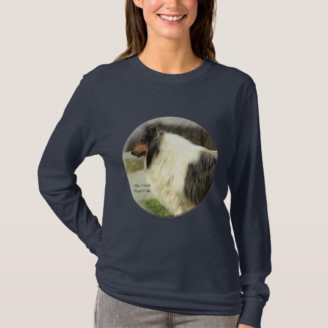 Camiseta Presentes de Arte Collie Rough Blue Merle (Frente)