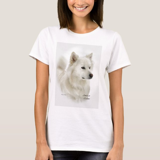Camiseta Presentes de Arte de Cão Eskimo Americano (Frente)