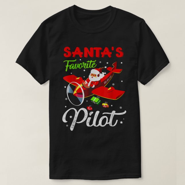 Camiseta Presentes de Avião Voador do Piloto Papai Noel de  (Frente do Design)