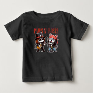 Camiseta Presentes de Bebê Gato Rocha Engraçado Patas 'N Ro