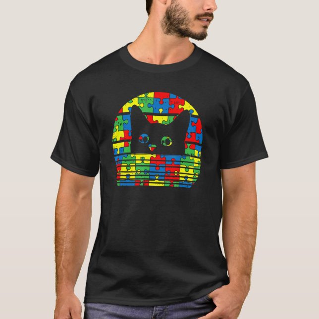 Camiseta Presentes de conscientização sobre autismo de gato (Frente)