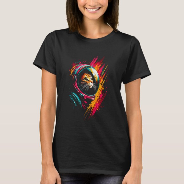 Camiseta Presentes de Gato Astronauta Espacial Gato Espacia (Frente)