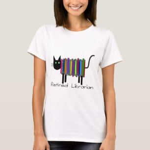 Camiseta Presentes de Gato do Livro Bibliotecário Aposentad