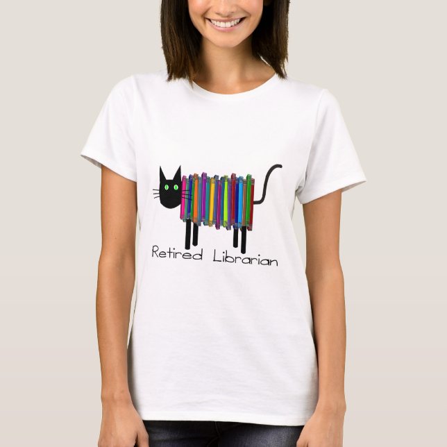 Camiseta Presentes de Gato do Livro Bibliotecário Aposentad (Frente)