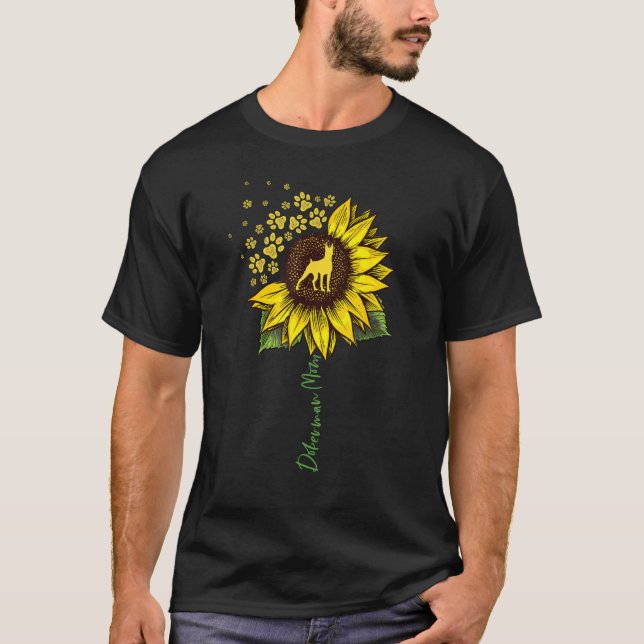 Camiseta Presentes de Girassol de Mãe Doberman Doberman Pin (Frente)