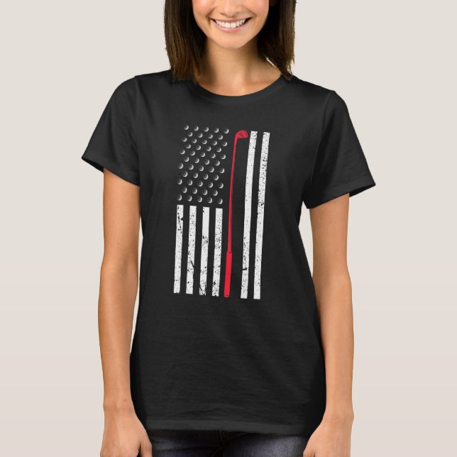 Camiseta Presentes de Golfe da Bandeira Americana para Golf (Frente)