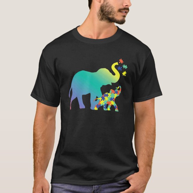 Camiseta Presentes de Mãe com Autismo Design Elefante Consc (Frente)