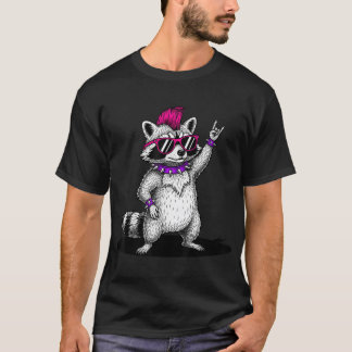 Camiseta Presentes de Música Raccoon Rock para Homens Mulhe