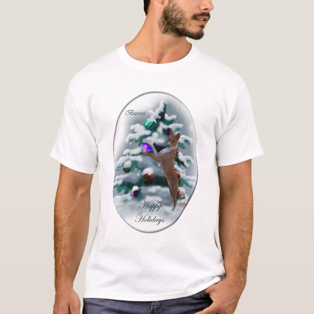 Camiseta Presentes de Natal Basenji (Frente)
