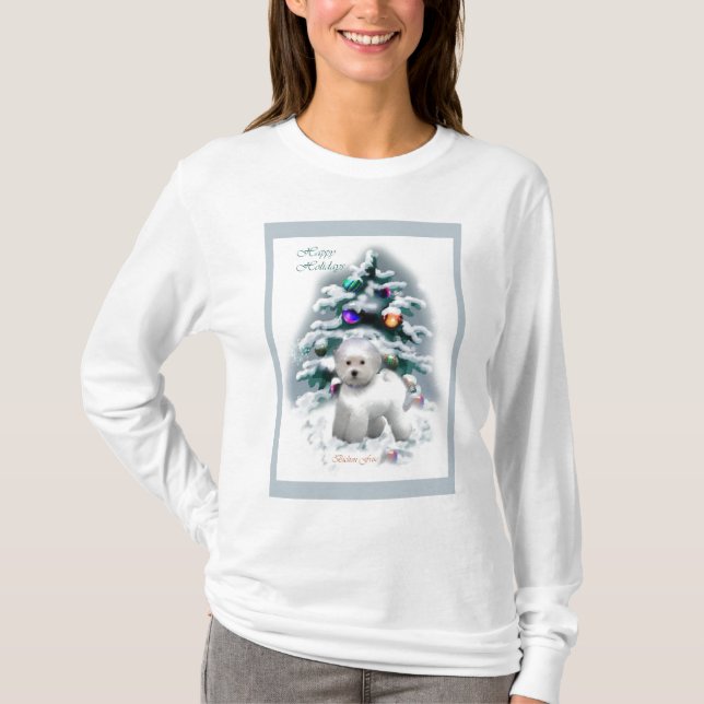 Camiseta Presentes de Natal Bichon Frise (Frente)