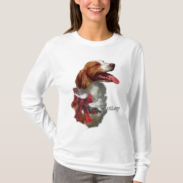 Camiseta Presentes de Natal Brittany Spaniel (Frente)