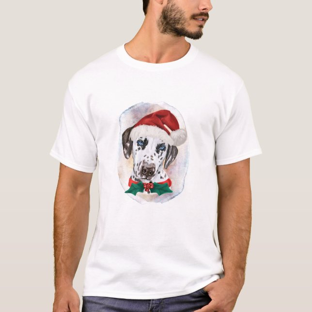 Camiseta Presentes de Natal com dálmata para amantes de cãe (Frente)