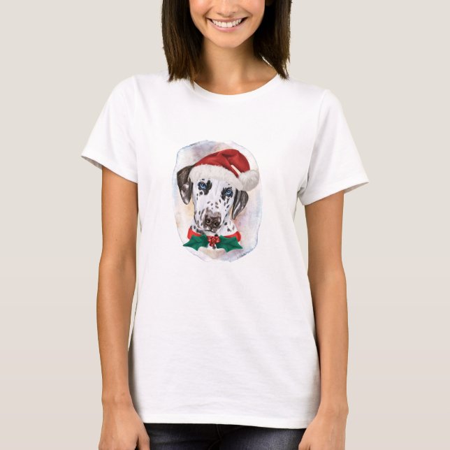 Camiseta Presentes de Natal com dálmata para amantes de cãe (Frente)