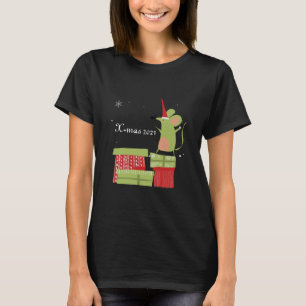 Camiseta Presentes de Natal com uma ilustração fofa do rato