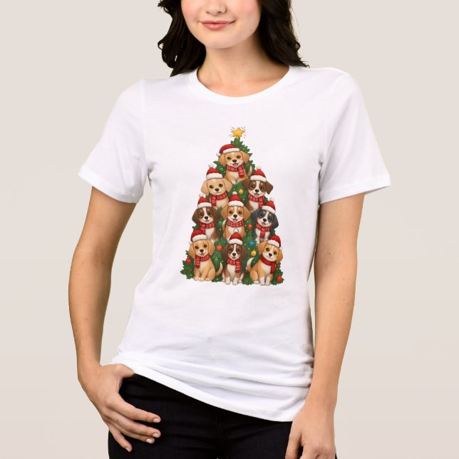 Camiseta Presentes de Natal da Árvore de Natal de Cachorrin (Frente)