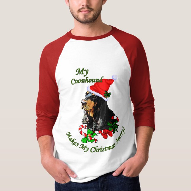 Camiseta Presentes de Natal de Black and Tan Coonhound (Frente)