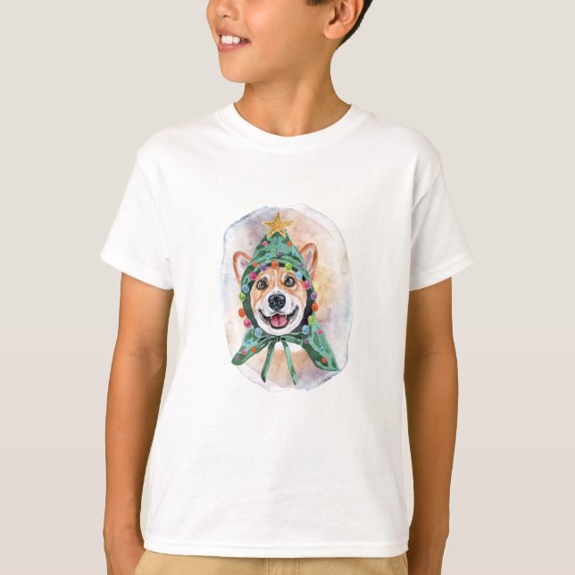Camiseta Presentes de Natal de Corgi para Amantes de Cachor (Frente)