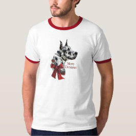 Camiseta Presentes de Natal de Harlequin Great Dane